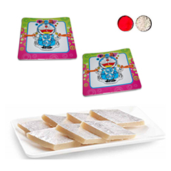 KIDS RAKHI - KID-7180 A-CODE 060 (2 Rakhis), 250gms of KajuKathili